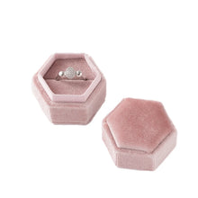 Load image into Gallery viewer, Vintage Hexagon Velvet Jewelry Single Ring Box Case for Engagement Wedding Ceremony Valentines Day Holding Storage Container
