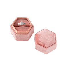 Load image into Gallery viewer, Vintage Hexagon Velvet Jewelry Single Ring Box Case for Engagement Wedding Ceremony Valentines Day Holding Storage Container
