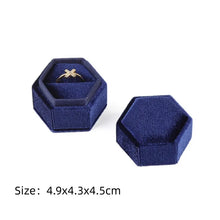 Load image into Gallery viewer, Vintage Octagon Square Velvet Single and Double Ring Box With Detachable Lid Earrings Proposal Engagement Wedding Ceremony Gifts
