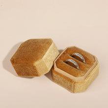 Load image into Gallery viewer, Vintage Octagon Square Velvet Single and Double Ring Box With Detachable Lid Earrings Proposal Engagement Wedding Ceremony Gifts
