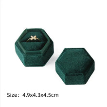 Load image into Gallery viewer, Vintage Octagon Square Velvet Single and Double Ring Box With Detachable Lid Earrings Proposal Engagement Wedding Ceremony Gifts
