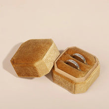Load image into Gallery viewer, Vintage Octagon Square Velvet Single and Double Ring Box With Detachable Lid Earrings Proposal Engagement Wedding Ceremony Gifts
