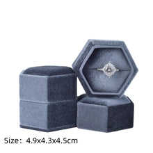 Load image into Gallery viewer, Vintage Octagon Square Velvet Single and Double Ring Box With Detachable Lid Earrings Proposal Engagement Wedding Ceremony Gifts
