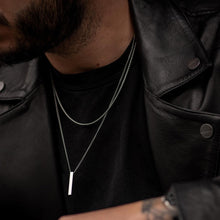 Load image into Gallery viewer, 3D Vertical Bar Necklaces for Men, Layering Stainless Steel Geometric Pendant, Layered Wheat Rope Cuban Chain, Boy Collar
