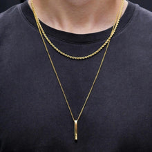 Load image into Gallery viewer, 3D Vertical Bar Necklaces for Men, Layering Stainless Steel Geometric Pendant, Layered Wheat Rope Cuban Chain, Boy Collar
