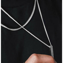 Load image into Gallery viewer, 3D Vertical Bar Necklaces for Men, Layering Stainless Steel Geometric Pendant, Layered Wheat Rope Cuban Chain, Boy Collar
