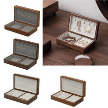 Load image into Gallery viewer, Walnut Wood Jewelry Box Wedding Ring Box Earring Rings Storage Box Organizer
