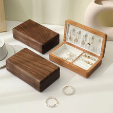 Load image into Gallery viewer, Walnut Wood Jewelry Box Wedding Ring Box Earring Rings Storage Box Organizer
