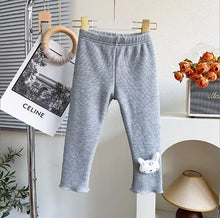 Load image into Gallery viewer, Winter Children Girl Bottoming Pant Cotton Velvet Thick Baby Girl Trousers Versatile Cartoon Rabbit Solid Infant Girl Basic Pant
