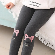 Load image into Gallery viewer, Winter Girls Warm Leggings Outwear Kids Cartoon Thick Velvet Pants for Baby Girls Cute Cat Pattern Trousers
