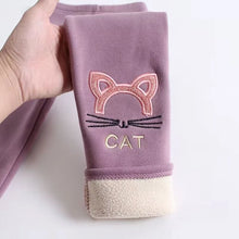 Load image into Gallery viewer, Winter Girls Warm Leggings Outwear Kids Cartoon Thick Velvet Pants for Baby Girls Cute Cat Pattern Trousers
