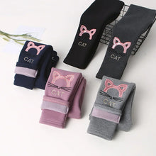 Load image into Gallery viewer, Winter Girls Warm Leggings Outwear Kids Cartoon Thick Velvet Pants for Baby Girls Cute Cat Pattern Trousers
