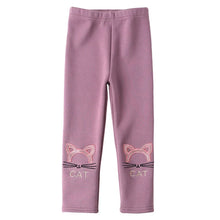 Load image into Gallery viewer, Winter Girls Warm Leggings Outwear Kids Cartoon Thick Velvet Pants for Baby Girls Cute Cat Pattern Trousers
