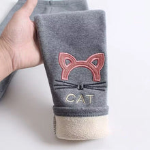 Load image into Gallery viewer, Winter Girls Warm Leggings Outwear Kids Cartoon Thick Velvet Pants for Baby Girls Cute Cat Pattern Trousers
