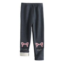 Load image into Gallery viewer, Winter Pants for Girls Warm Lambs Wool Thick Leggings Cartoon Cat Embroidery Cotton Trousers Kids Children 3-12 Years Clothing
