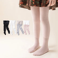 Load image into Gallery viewer, Winter thickened girls' leggings Baby solid color thick striped thermal romper children's fleece pantyhose
