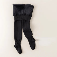 Load image into Gallery viewer, Winter thickened girls' leggings Baby solid color thick striped thermal romper children's fleece pantyhose
