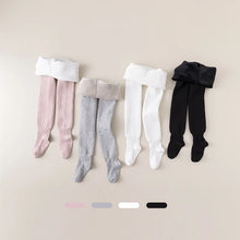 Load image into Gallery viewer, Winter thickened girls' leggings Baby solid color thick striped thermal romper children's fleece pantyhose
