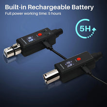 Load image into Gallery viewer, Wired Change Rechargeable UHF Wireless XLR Transmitter and XLR Receiver for Dynamic Microphone Compatible with Audio Mixer
