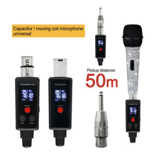 Load image into Gallery viewer, Wired Change Rechargeable UHF Wireless XLR Transmitter and XLR Receiver for Dynamic Microphone Compatible with Audio Mixer
