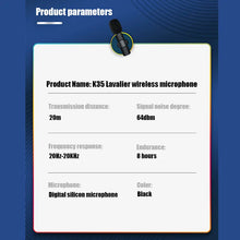 Load image into Gallery viewer, Wireless 3.5mm Lavalier Lapel Microphone Omnidirectional Condenser Mic for Camera Speaker Smartphone,Recording Mic for Youtube
