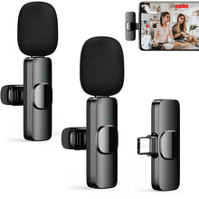 Load image into Gallery viewer, Wireless Lavalier Microphone Audio Video Recording Mini Mic For iPhone iPad Android Laptop Live Gaming Mobile Phone Microphone
