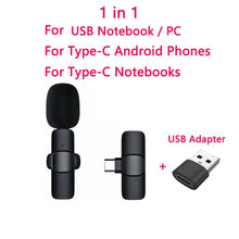 Load image into Gallery viewer, Wireless Lavalier Microphone Audio Video Recording Mini Mic For iPhone iPad Android Laptop Live Gaming Mobile Phone Microphone

