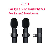 Load image into Gallery viewer, Wireless Lavalier Microphone Audio Video Recording Mini Mic For iPhone iPad Android Laptop Live Gaming Mobile Phone Microphone
