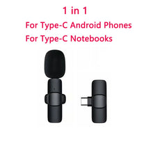 Load image into Gallery viewer, Wireless Lavalier Microphone Audio Video Recording Mini Mic For iPhone iPad Android Laptop Live Gaming Mobile Phone Microphone
