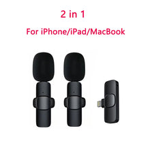 Load image into Gallery viewer, Wireless Lavalier Microphone Audio Video Recording Mini Mic For iPhone iPad Android Laptop Live Gaming Mobile Phone Microphone
