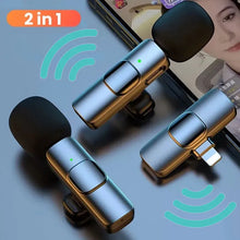 Load image into Gallery viewer, Wireless Lavalier Microphone Audio Video Recording Mini Microphone for iPhone Android Phone Live Broadcast Gaming Mic Portable
