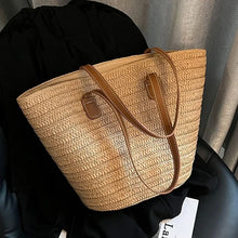 Load image into Gallery viewer, Women Braided Basket Clutches Top-handle Bag Large Straw Portable Shoulder Bag Summer Beach Party Purses Satchel Female
