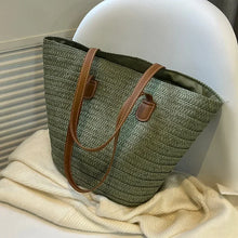 Load image into Gallery viewer, Women Braided Basket Clutches Top-handle Bag Large Straw Portable Shoulder Bag Summer Beach Party Purses Satchel Female
