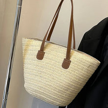 Load image into Gallery viewer, Women Braided Basket Clutches Top-handle Bag Large Straw Portable Shoulder Bag Summer Beach Party Purses Satchel Female
