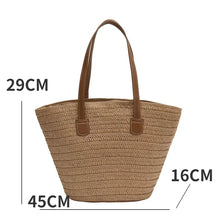 Load image into Gallery viewer, Women Braided Basket Clutches Top-handle Bag Large Straw Portable Shoulder Bag Summer Beach Party Purses Satchel Female
