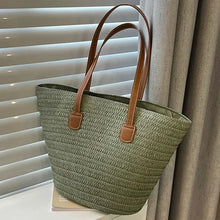 Load image into Gallery viewer, Women Braided Basket Clutches Top-handle Bag Large Straw Portable Shoulder Bag Summer Beach Party Purses Satchel Female
