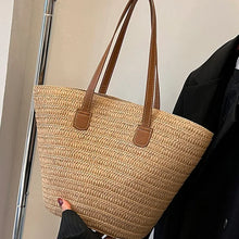 Load image into Gallery viewer, Women Braided Basket Clutches Top-handle Bag Large Straw Portable Shoulder Bag Summer Beach Party Purses Satchel Female
