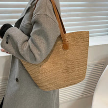Load image into Gallery viewer, Women Braided Basket Clutches Top-handle Bag Large Straw Portable Shoulder Bag Summer Beach Party Purses Satchel Female

