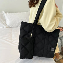 Load image into Gallery viewer, Women Handbag Fall/Winter Fashion Rhombus Space Cotton Suit Shoulder Bag Large Capacity Solid Color All-Match Shopping Tote Bag
