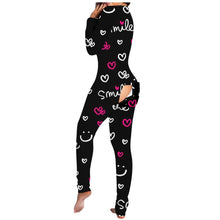 Load image into Gallery viewer, Women's Pajamas Onesies Sleepwear Button-down Front Sexy  Buttoned Flap Pijama V-neck Long Sleeve Jumpsuit Female Home Clothes
