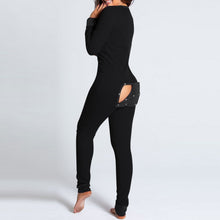 Load image into Gallery viewer, Women's Pajamas Onesies Sleepwear Button-down Front Sexy  Buttoned Flap Pijama V-neck Long Sleeve Jumpsuit Female Home Clothes
