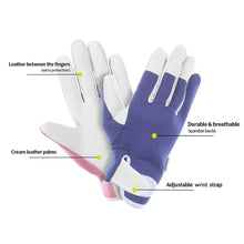 Load image into Gallery viewer, Womens Leather Gardening Gloves Work gloves for Rose Pruning Weeding Digging Yard Garden
