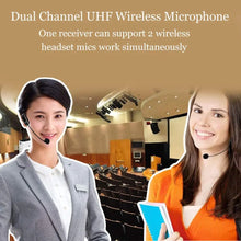 Load image into Gallery viewer, Wireless Microphones Headset UHF Dual Wireless Mic 2 Wireless Mics &amp; 1 Receiver Headset and Handheld 2 In 1 Rechargeable
