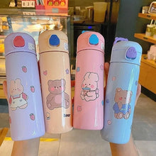 Load image into Gallery viewer, 500Ml Cartoon Thermos Thermos Double Wall Tumbler Handle Children Water Bottle With Straw Vacuum Flask Water Bottle
