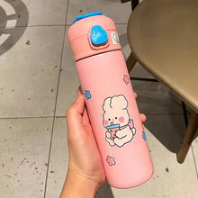 Load image into Gallery viewer, 500Ml Cartoon Thermos Thermos Double Wall Tumbler Handle Children Water Bottle With Straw Vacuum Flask Water Bottle
