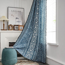 Load image into Gallery viewer, Half Blackout Curtains Boho Blue Geometric Printing Curtain for Living Room Kitchen Backdrop Curtain Cortina Home Decoration
