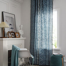 Load image into Gallery viewer, Half Blackout Curtains Boho Blue Geometric Printing Curtain for Living Room Kitchen Backdrop Curtain Cortina Home Decoration
