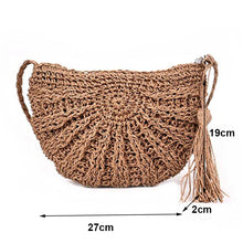 Load image into Gallery viewer, New Half Round Straw Bags for Women Summer Beach Rattan Bag Handmade Woven Half Moon Crossbody Handbags Bohemia
