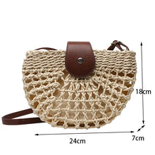 Load image into Gallery viewer, Summer Straw Bag For Women Fashion Semicircle Crossbody Bags Rattan Handmade Messenger Handbag Travel Beach Bags Tote
