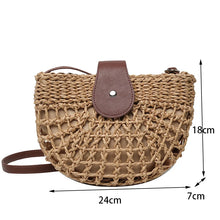 Load image into Gallery viewer, Summer Straw Bag For Women Fashion Semicircle Crossbody Bags Rattan Handmade Messenger Handbag Travel Beach Bags Tote
